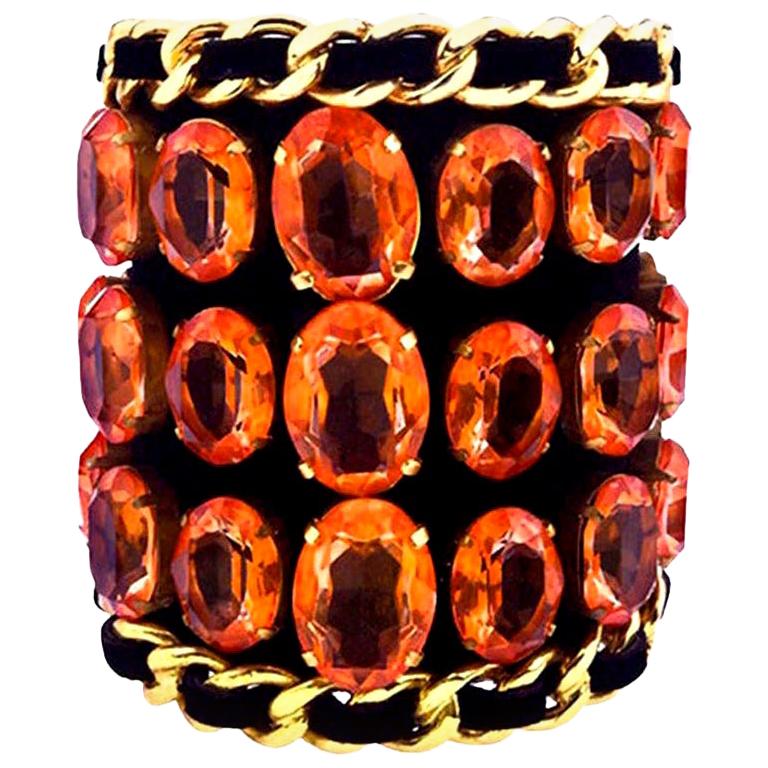 Chanel Massive Rhinestones Bangle For Sale