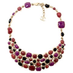 Chanel Masterpiece Purple Coral Red Gripoix Glass Necklace