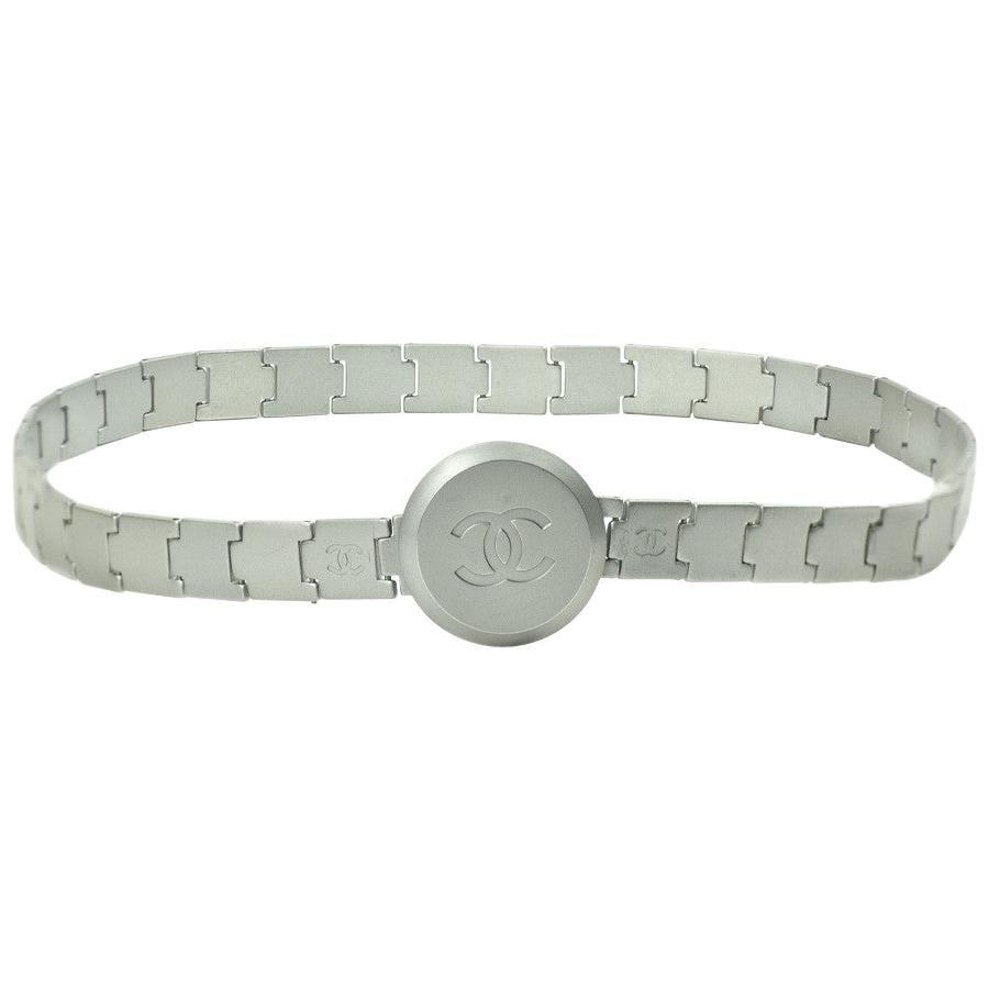 Chanel Mat Silver Metal Articulated CC Belt