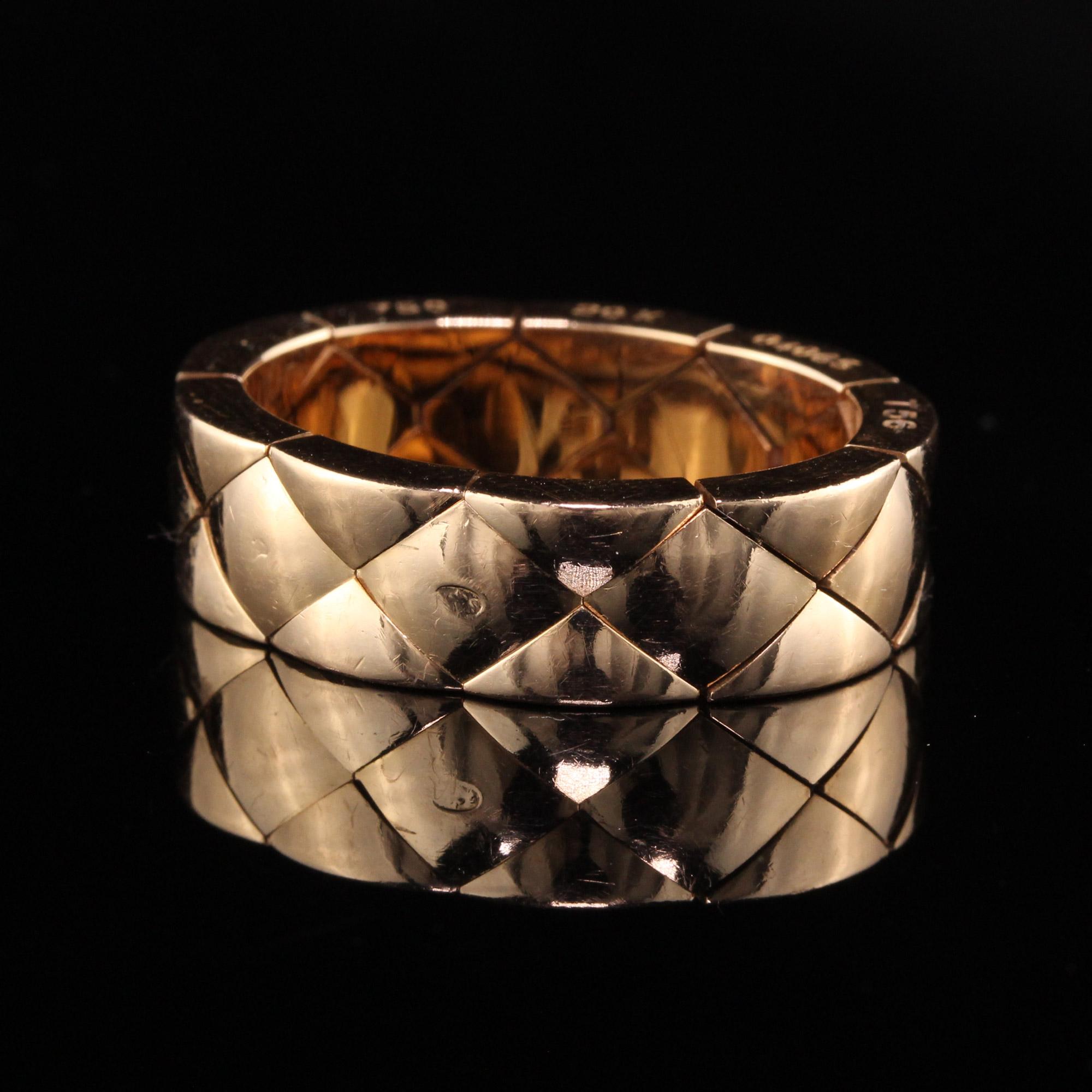 Round Cut Chanel Matelasse 18 Karat Rose Gold Diamond Flexible Ring