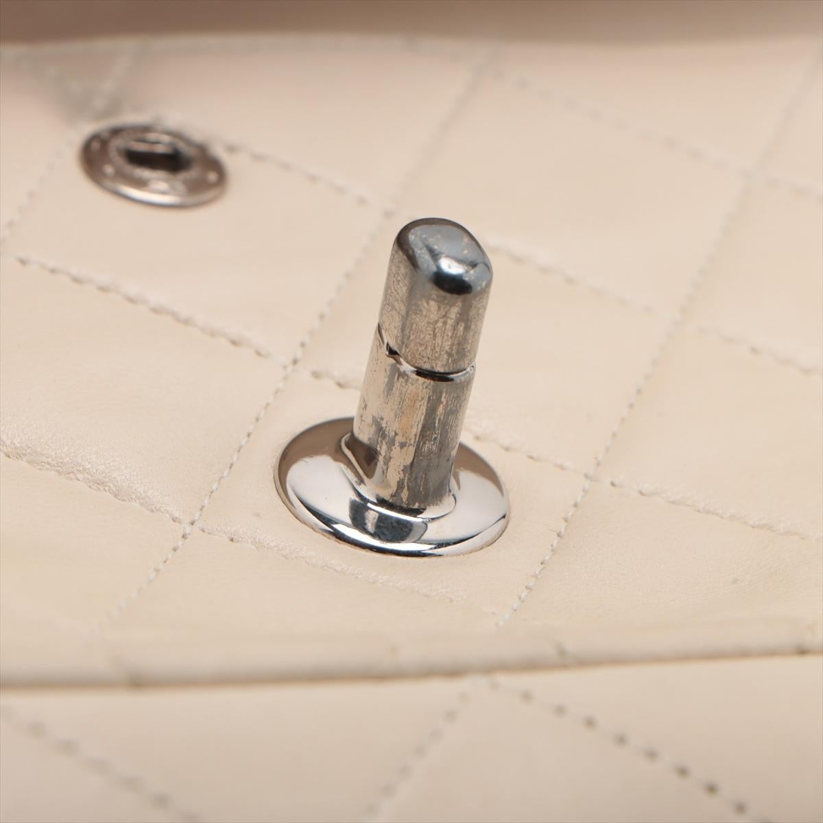 Chanel Matelasse 25 Lambskin Double Flap Double Chain Bag White 8