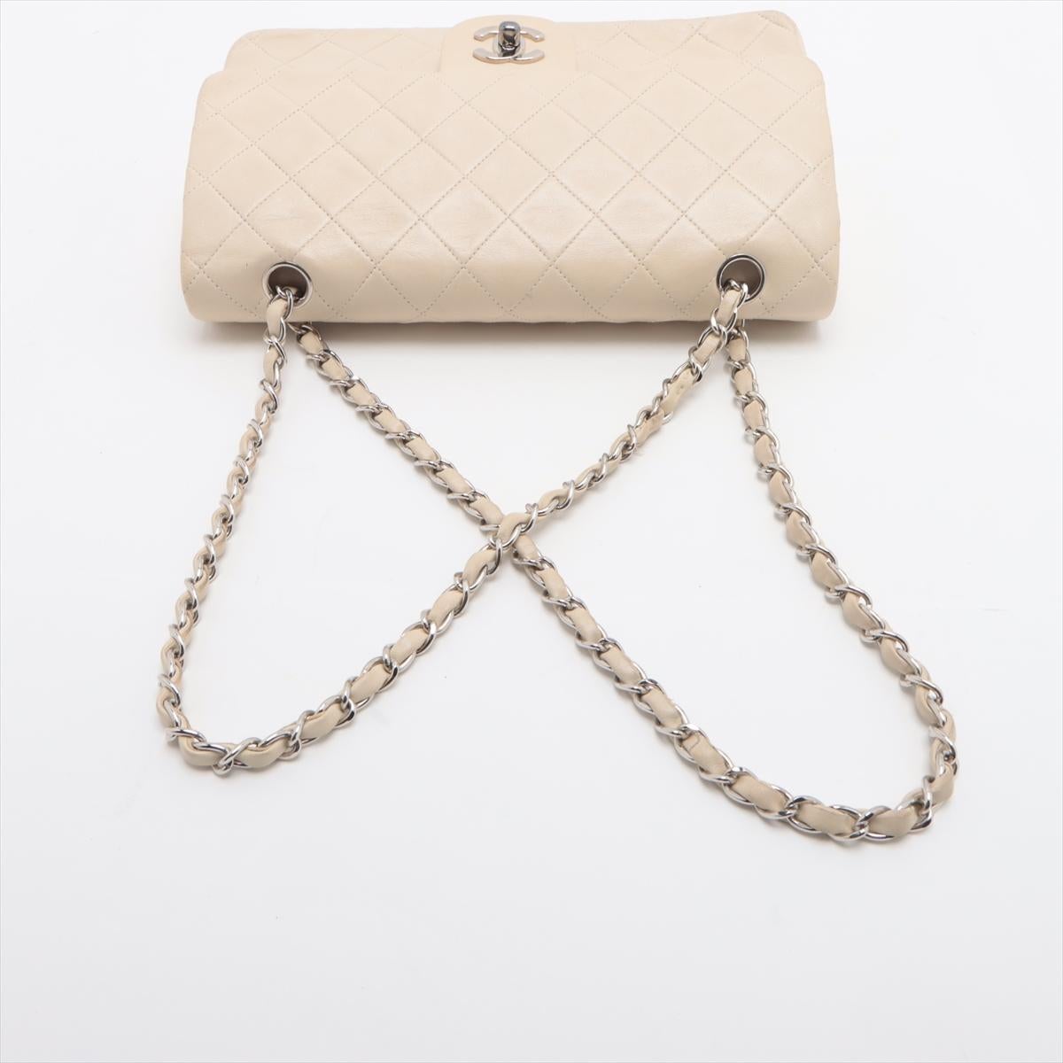 Chanel Matelasse 25 Lambskin Double Flap Double Chain Bag White 2