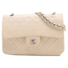 Chanel Matelasse 25 Lambskin Double Flap Double Chain Bag White
