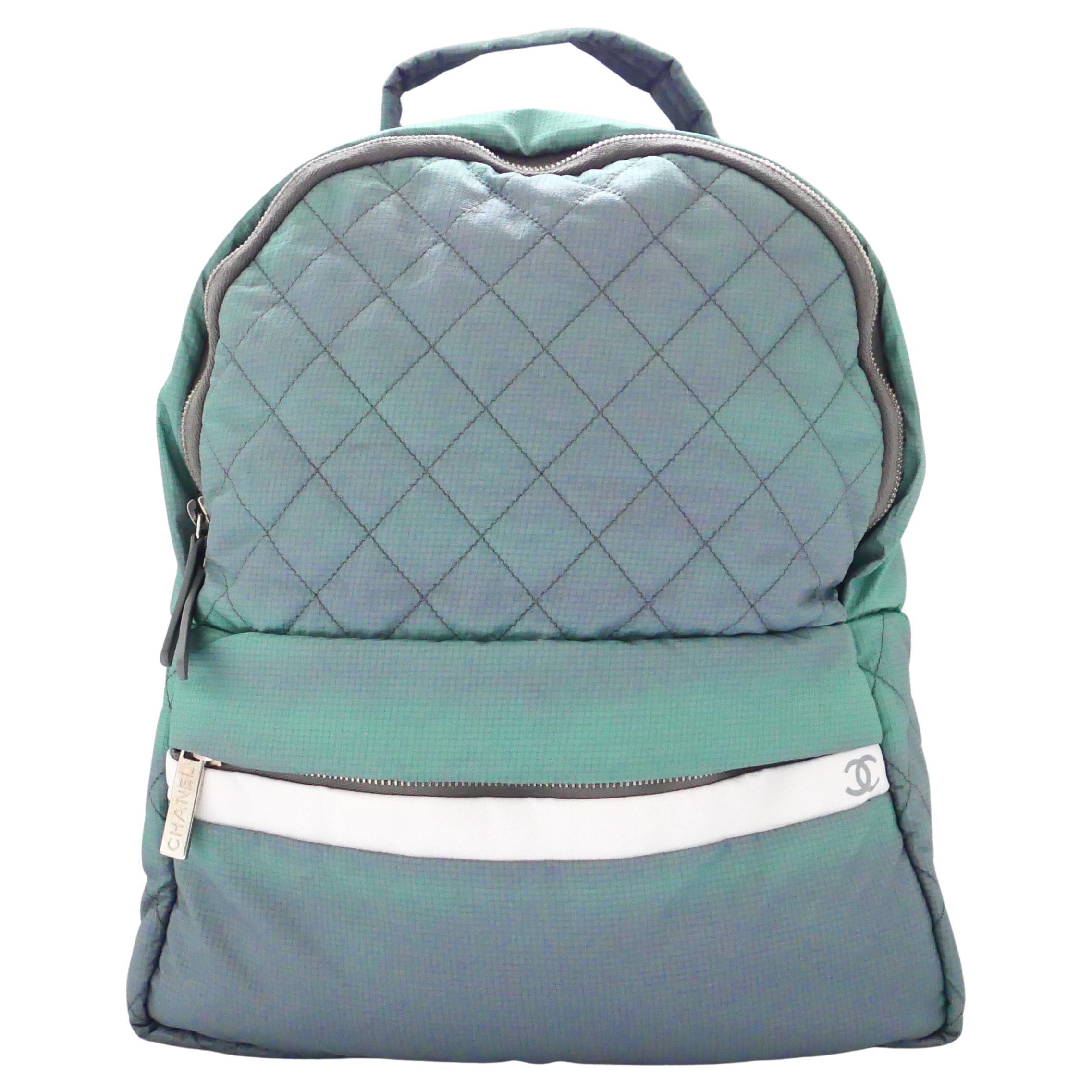 Chanel Matelassé Backpack Green Ombre Nylon by Karl Lagerfeld, Women's For Sale