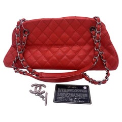 Chanel Matelasse Bowling Bag Watermelon Red Lambskin Shopping Tote Italy