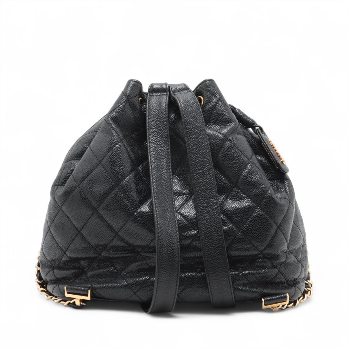 Chanel Matelassé Kaviar Haut Kette Kordelzug Rucksack * PREORDER * (Schwarz)