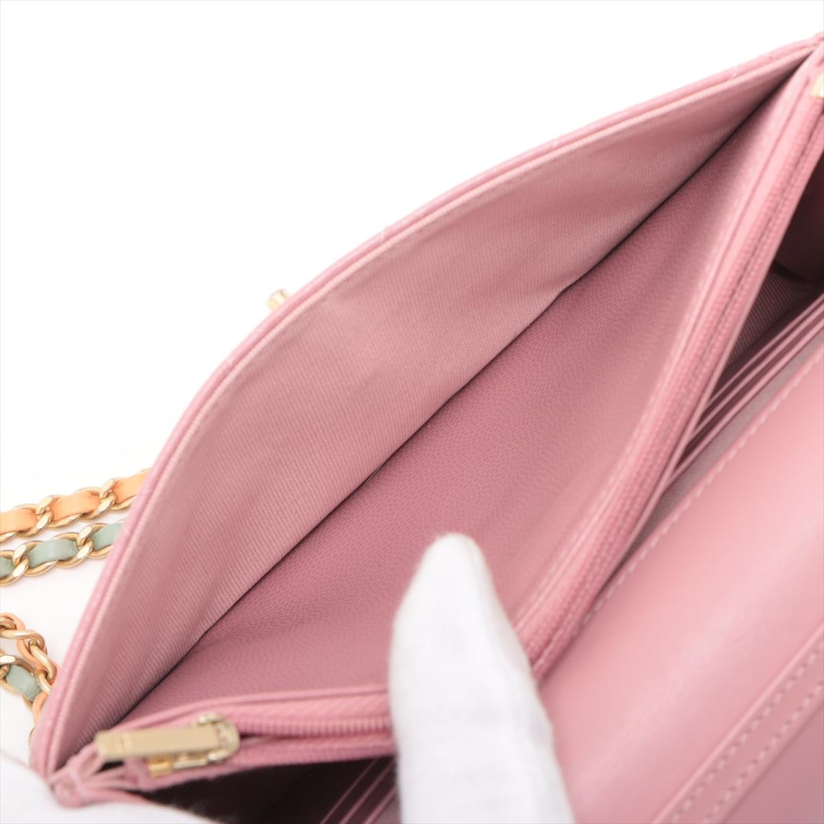 Chanel Matelasse Caviar Skin Chain Shoulder Bag Pink 6