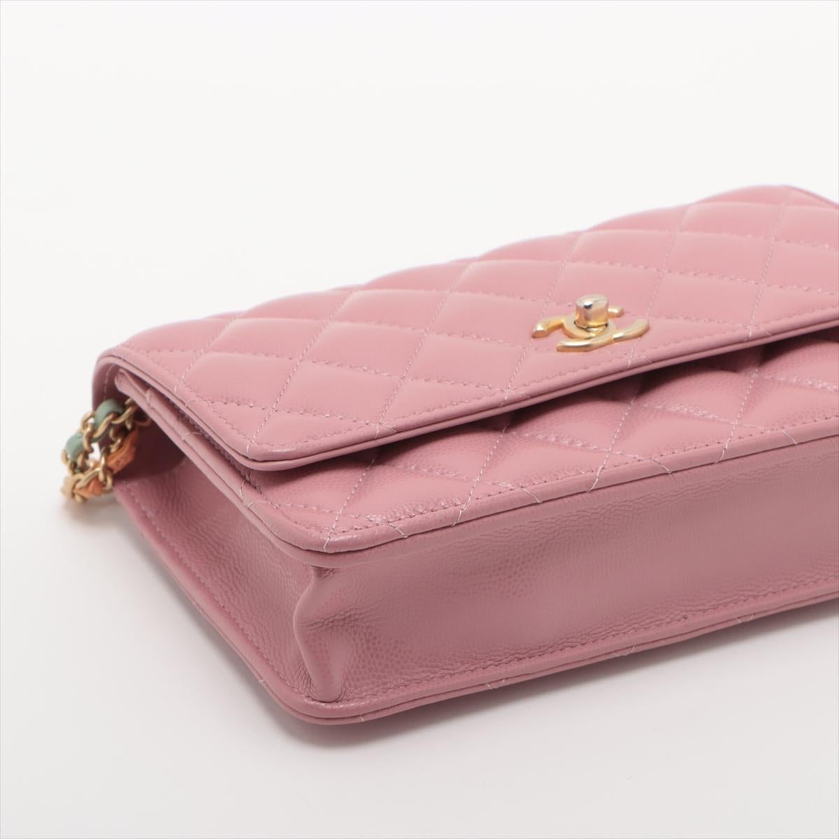 Chanel Matelasse Caviar Skin Chain Shoulder Bag Pink 1