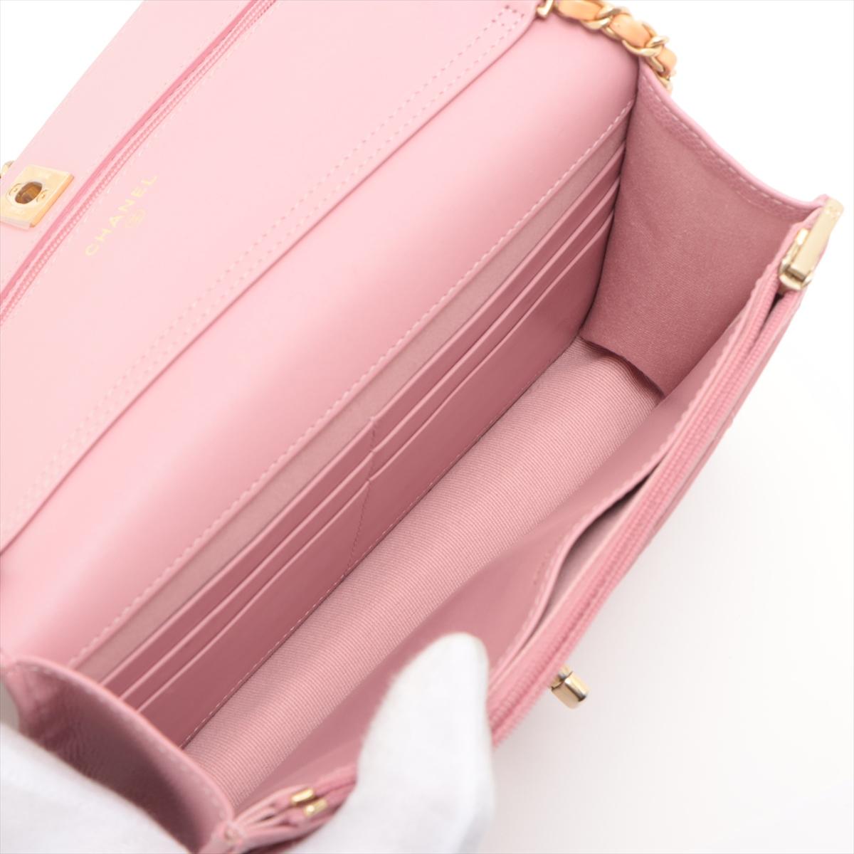 Chanel Matelasse Caviar Skin Chain Shoulder Bag Pink 3