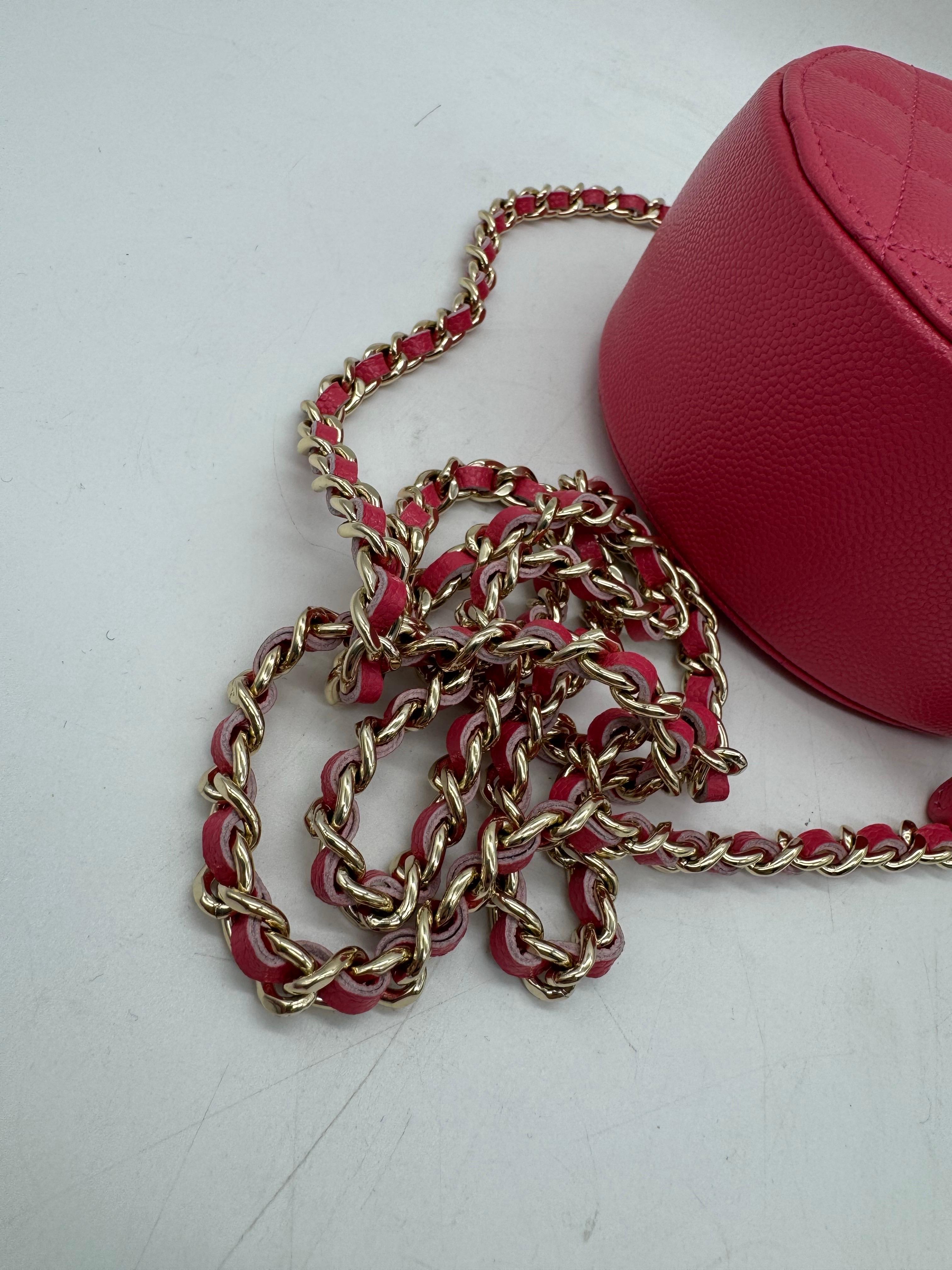 CHANEL Matelasse Caviar Skin Chain Umhängetasche Pink CC Auth For Sale 7