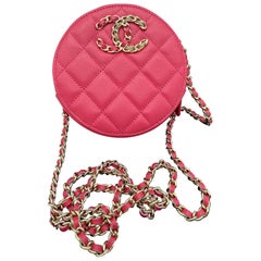 CHANEL Matelasse Caviar Skin Chain Umhängetasche Pink CC Auth