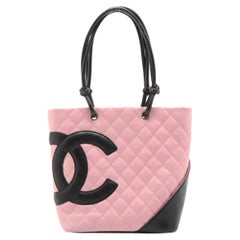 Chanel Matelasse CC Logo Cambon Line Tote Bag Rosa x Schwarz