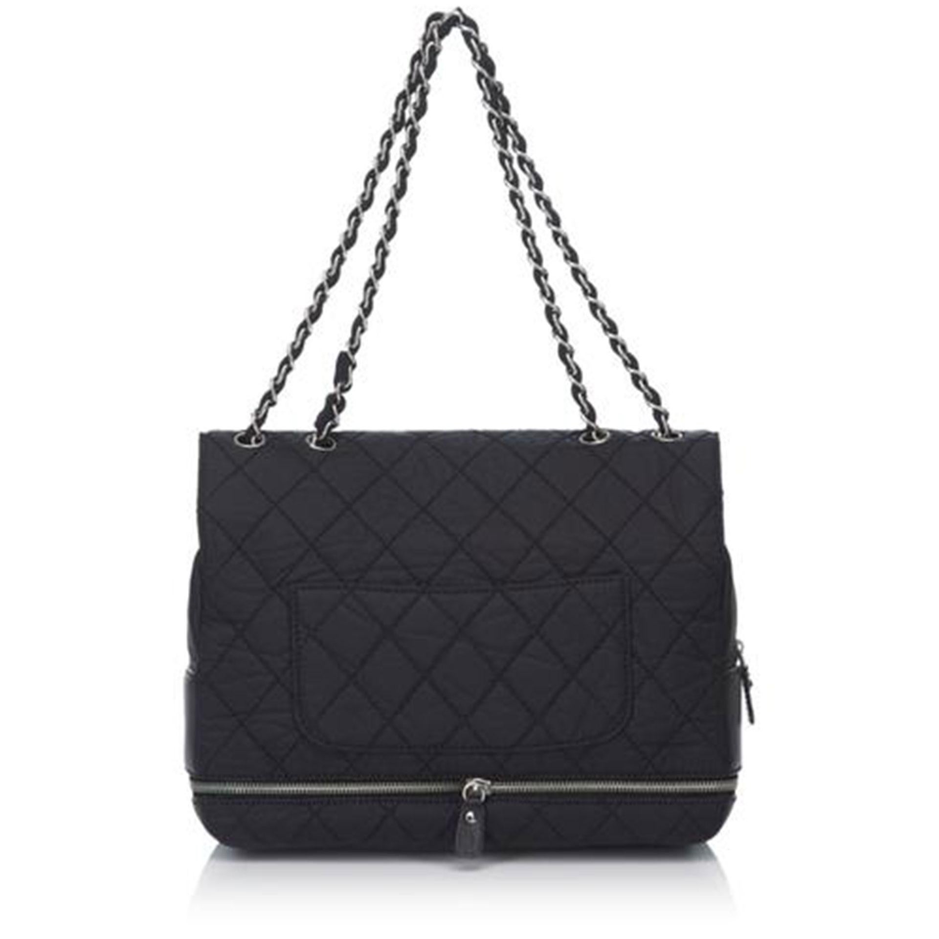 Women's or Men's Chanel Matelasse Chain Flap Black Nylon Shoulder Bag For Sale