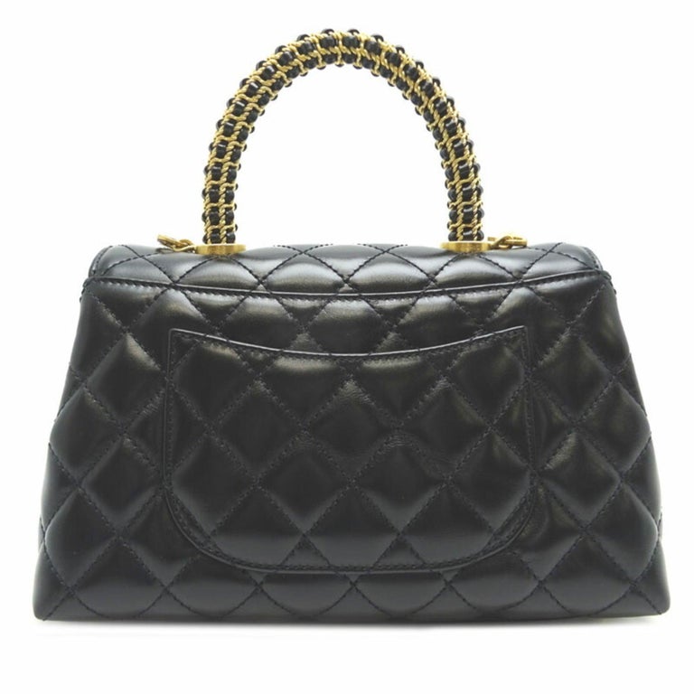 Chanel Matelasse Coco Handle 2way Women's Handbag Lambskin Black