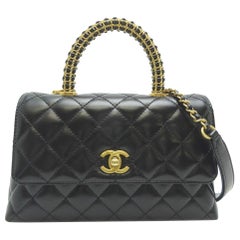 Chanel Matelasse Coco Handle 2Way Women's Handbag Lambskin Black
