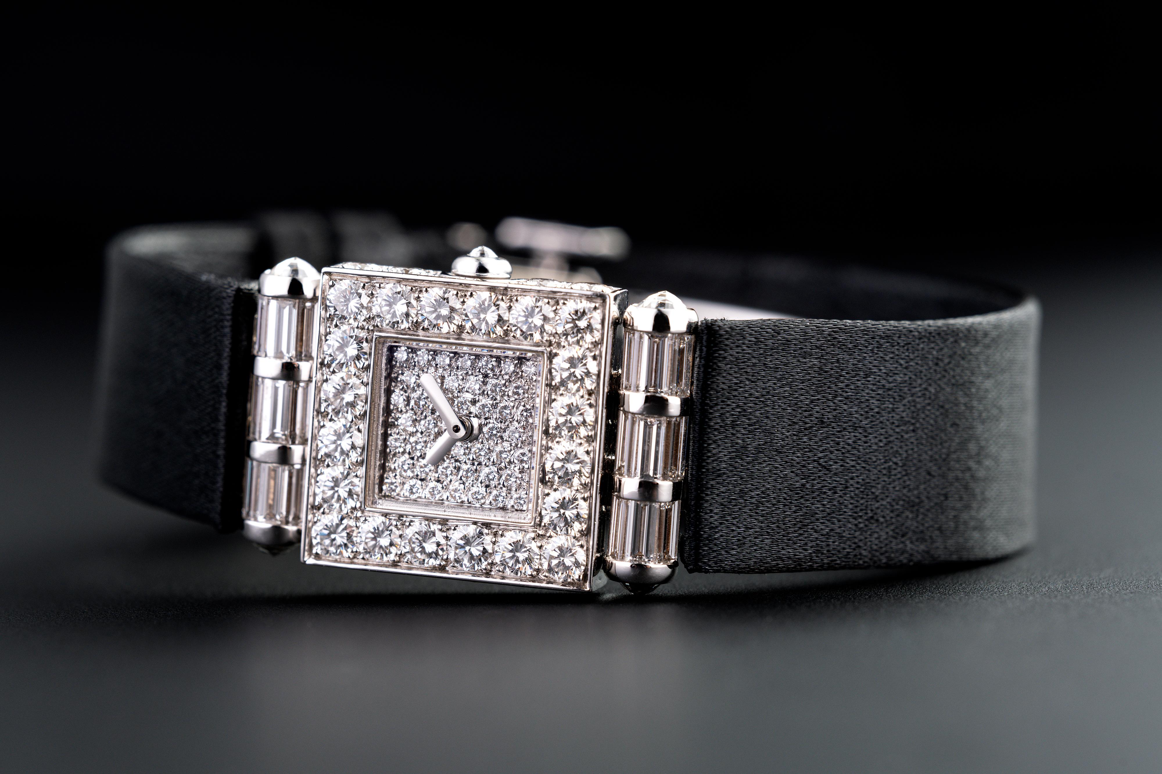 Chanel Matelasse 'Diamond Set' Watch In Excellent Condition For Sale In London, GB