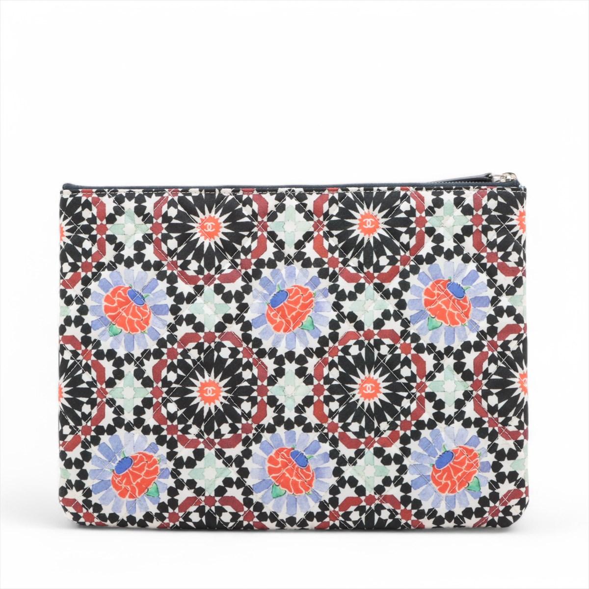 Gris Sac pochette multicolore Chanel Matelasse Flower Canvas Nylon en vente