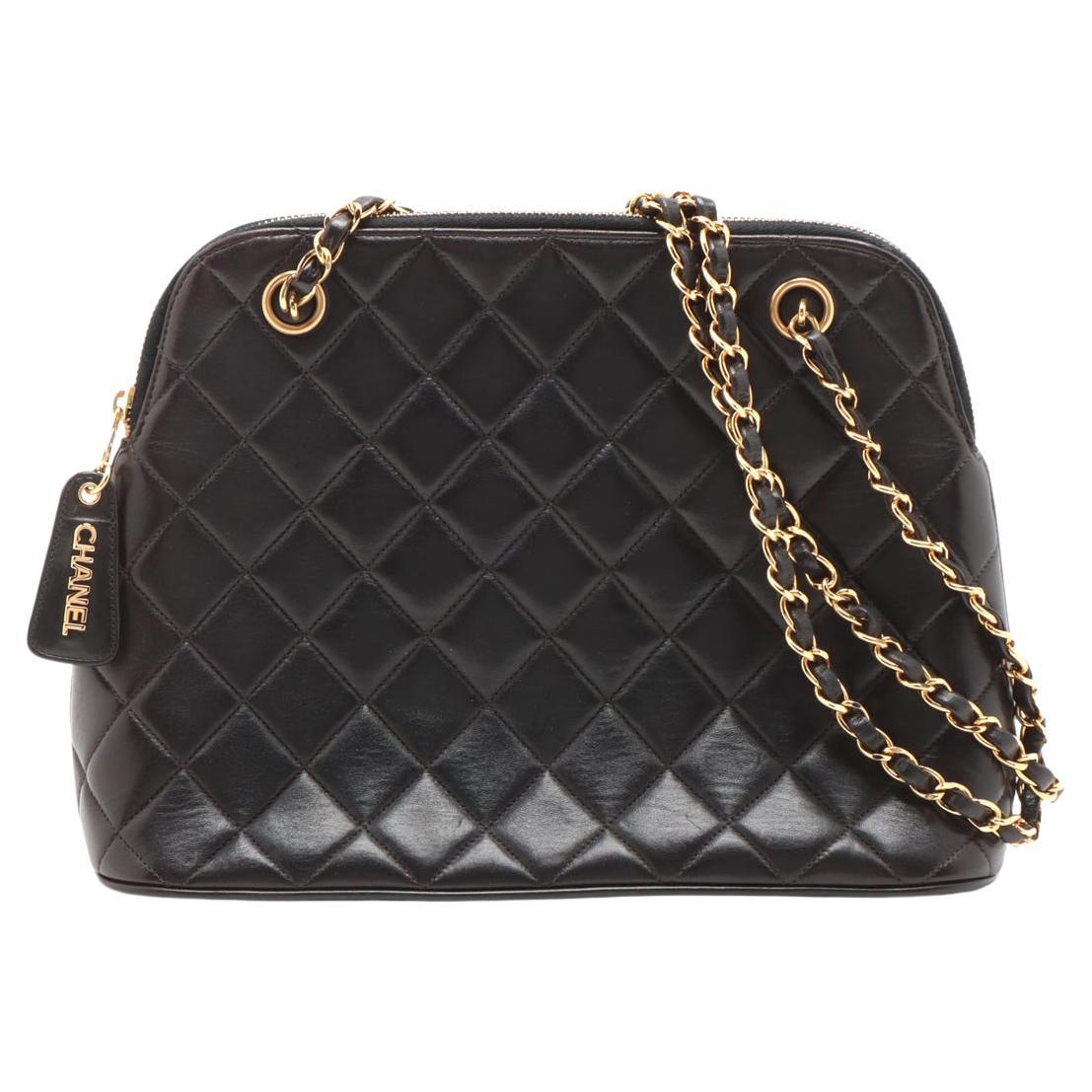 Chanel Matelasse Lambskin Chain Shoulder Bag Black For Sale