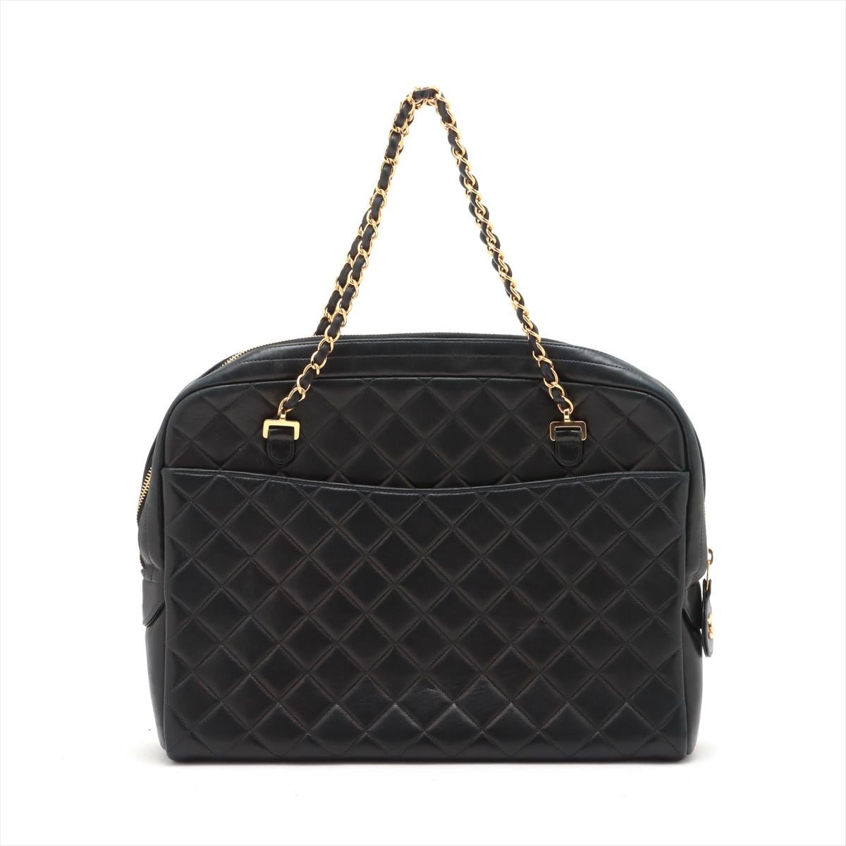 Chanel Matelasse Lambskin Chain Tote Bag Black In Good Condition In Humacao, PR