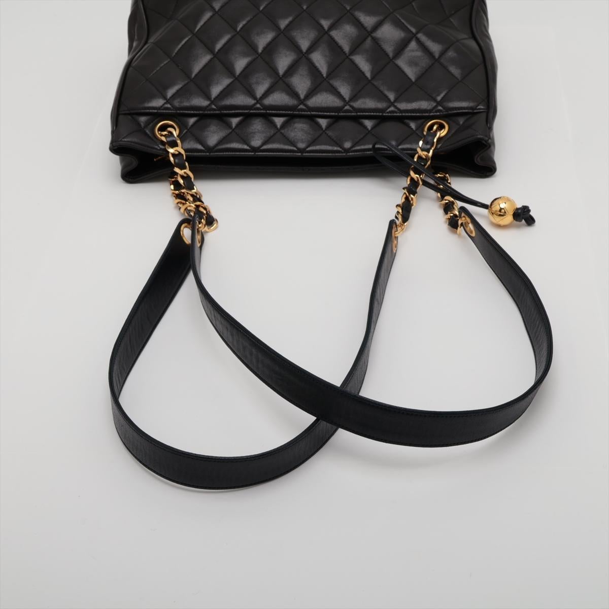 Chanel Matelasse Lambskin Chain Tote Bag Black 2
