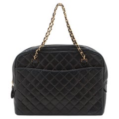 Chanel Matelasse Lambskin Chain Tote Bag Black