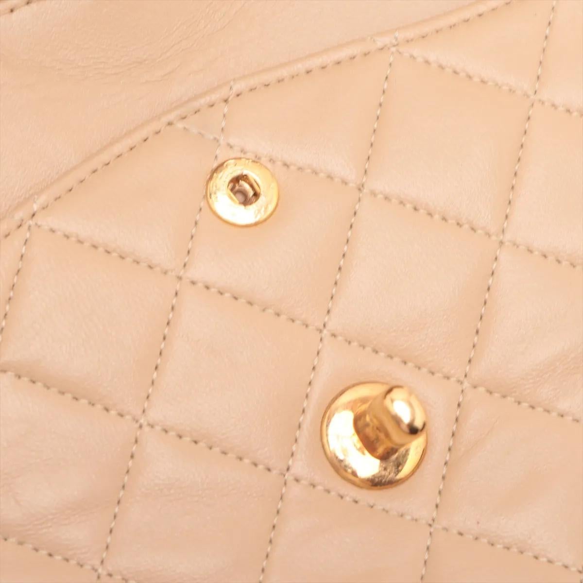 *Chanel Matelasse Lambskin Double Flap Double Chain Bag Beige en vente 11