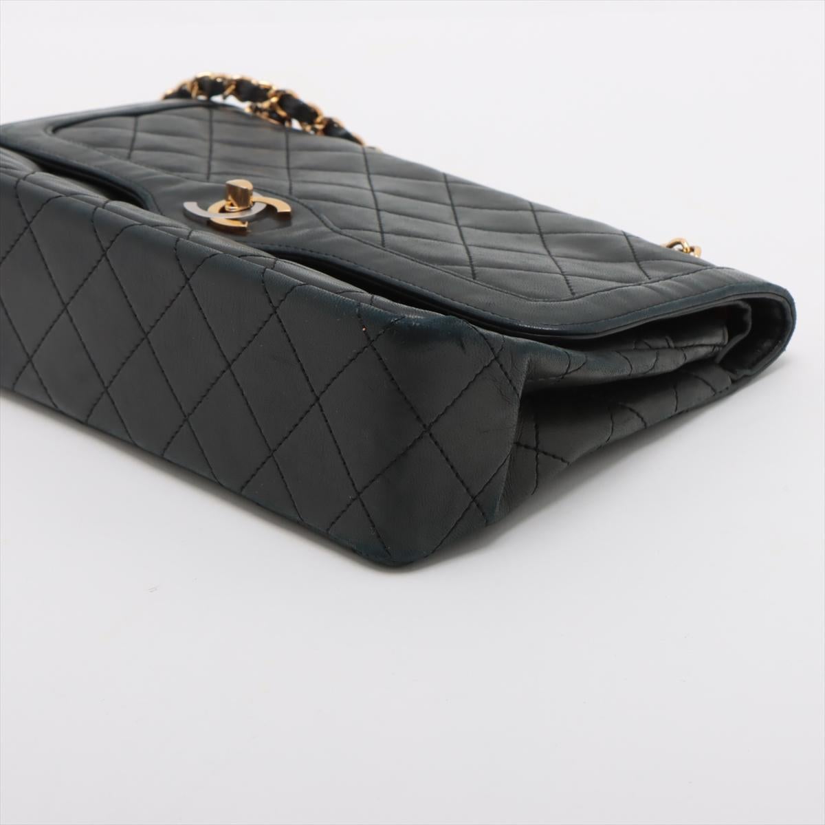 Women's Chanel Matelasse Lambskin Paris Double Flap Double Chain Bag Black