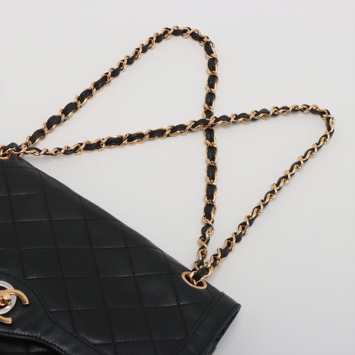 Chanel Matelasse Lambskin Paris Double Flap Double Chain Bag Black 2