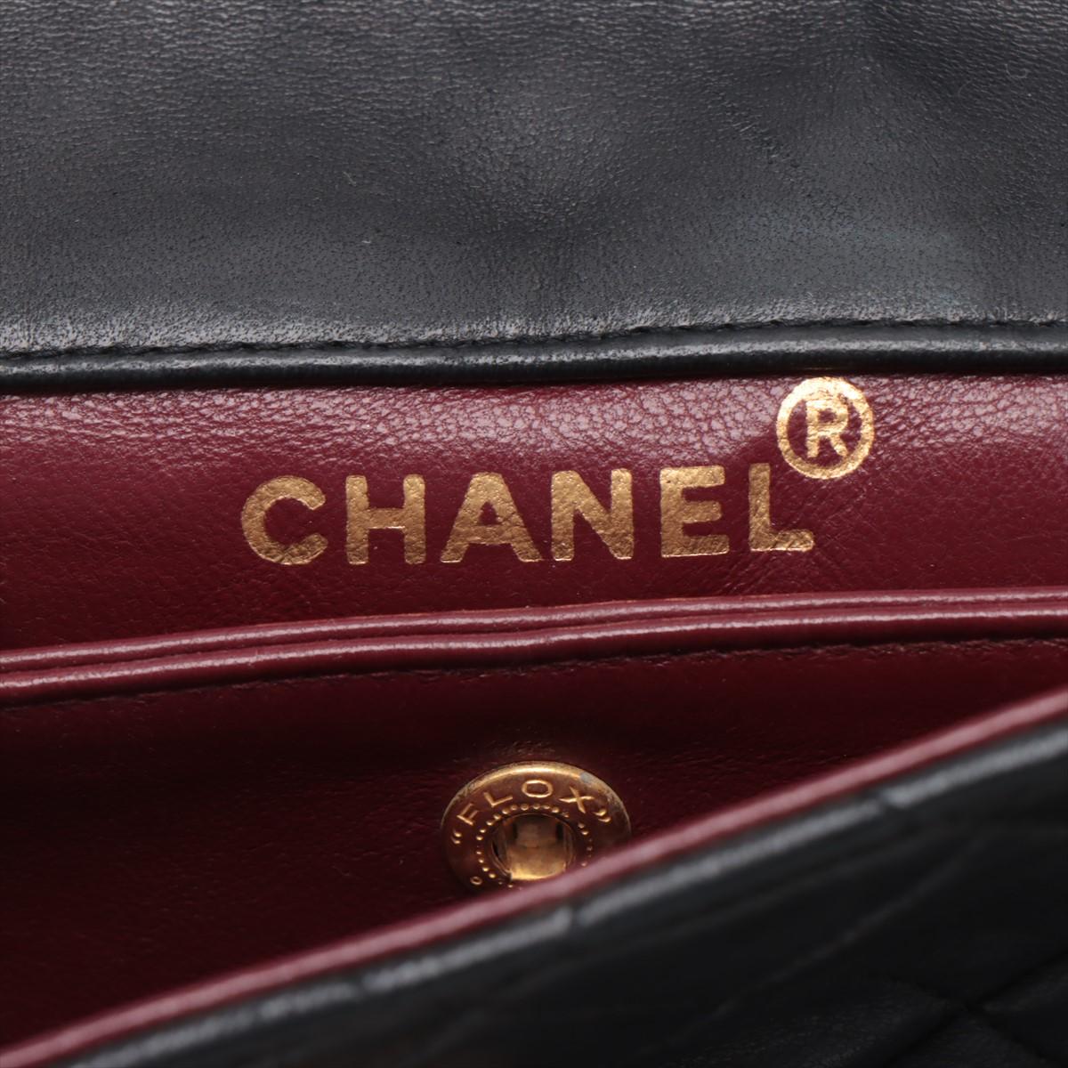Chanel Matelasse Lambskin Single Flap Double Chain Bag Black 6