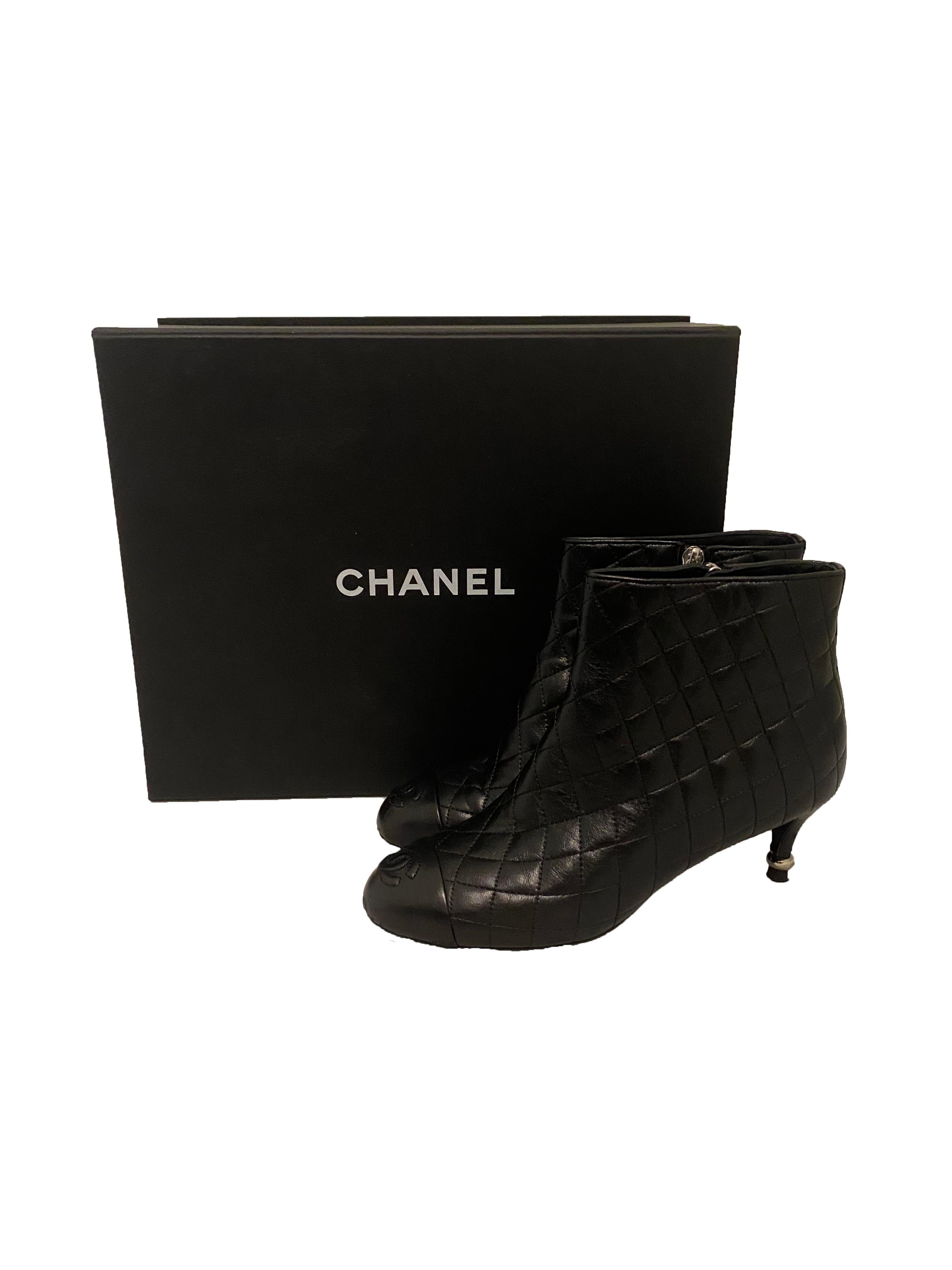 Women's Chanel Matelasse Leather Ankle Boots For Sale