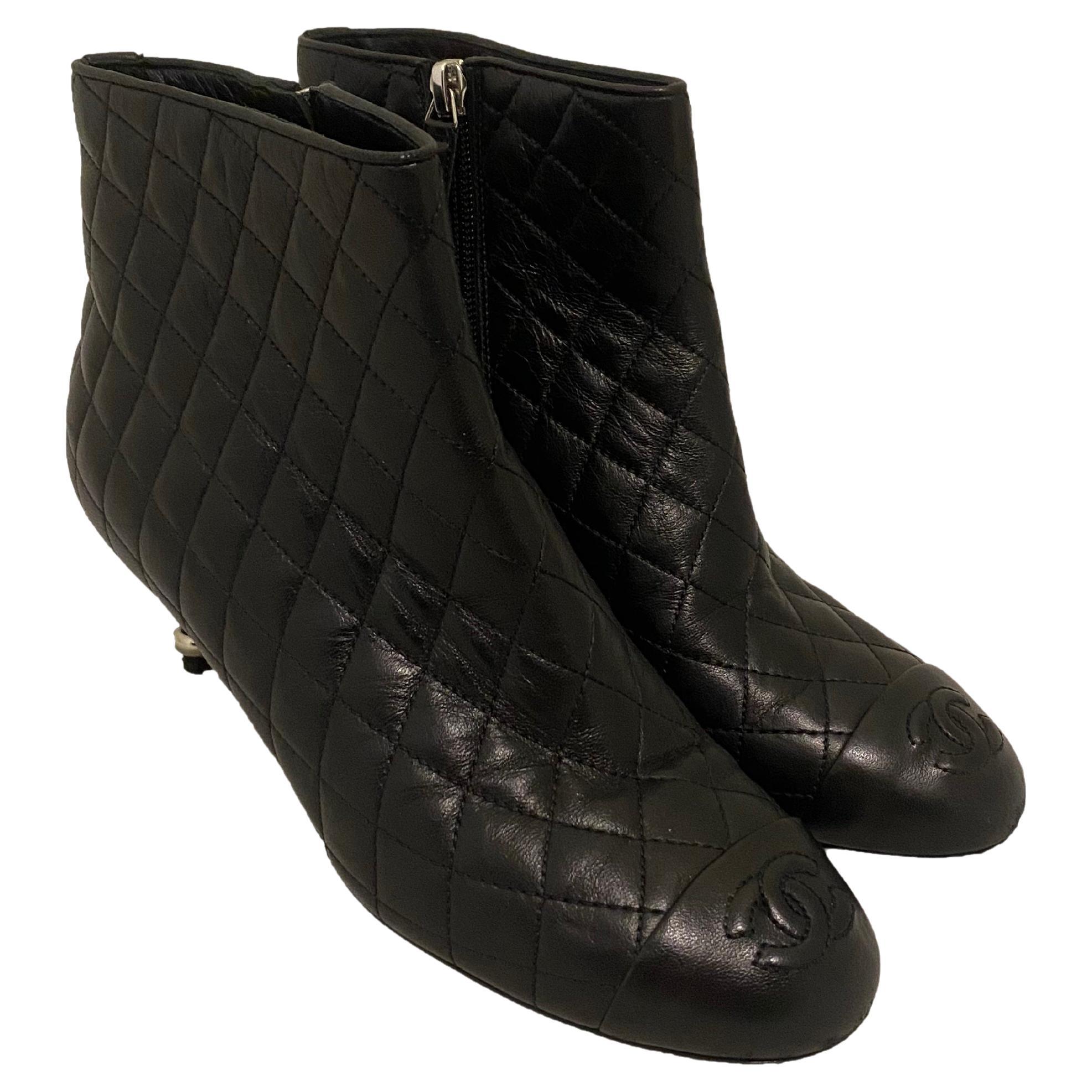 Chanel Matelasse Leather Ankle Boots