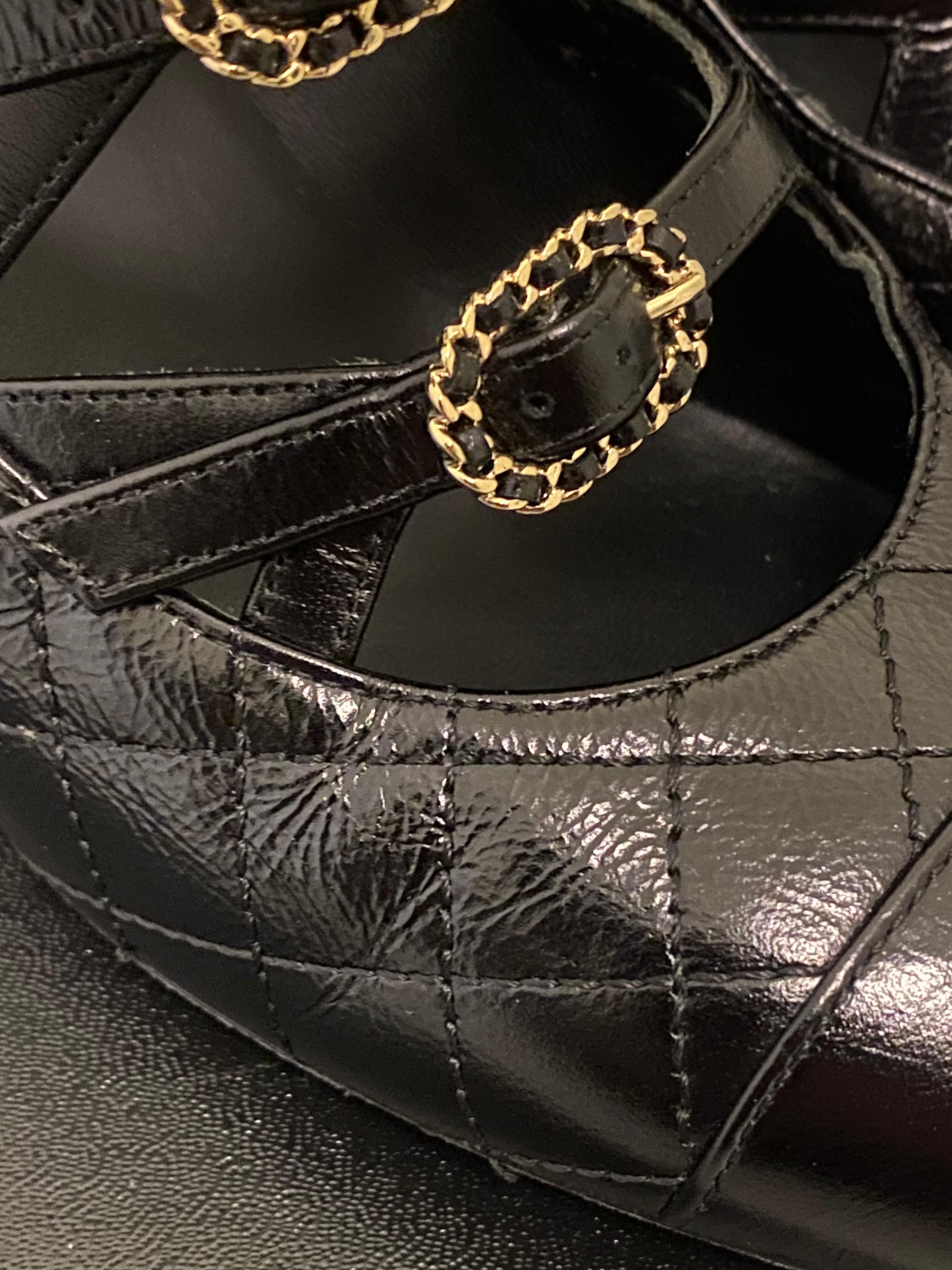 Chanel Matelasse Leather Block Heels Size 36.5 For Sale 5