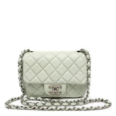 Chanel Matelassé Light Green Quilted Leather Single Flap Shoulder Bag with Chain