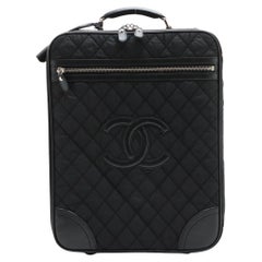 Chanel Matelasse Nylon Leather Carry Suit Case Black Paris York Line