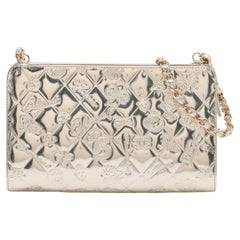 Chanel Matelassé Lackleder Baguette Tasche Metallic Silber Limitierte Auflage