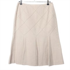 Chanel Matelasse Pleated Skirt Beige
