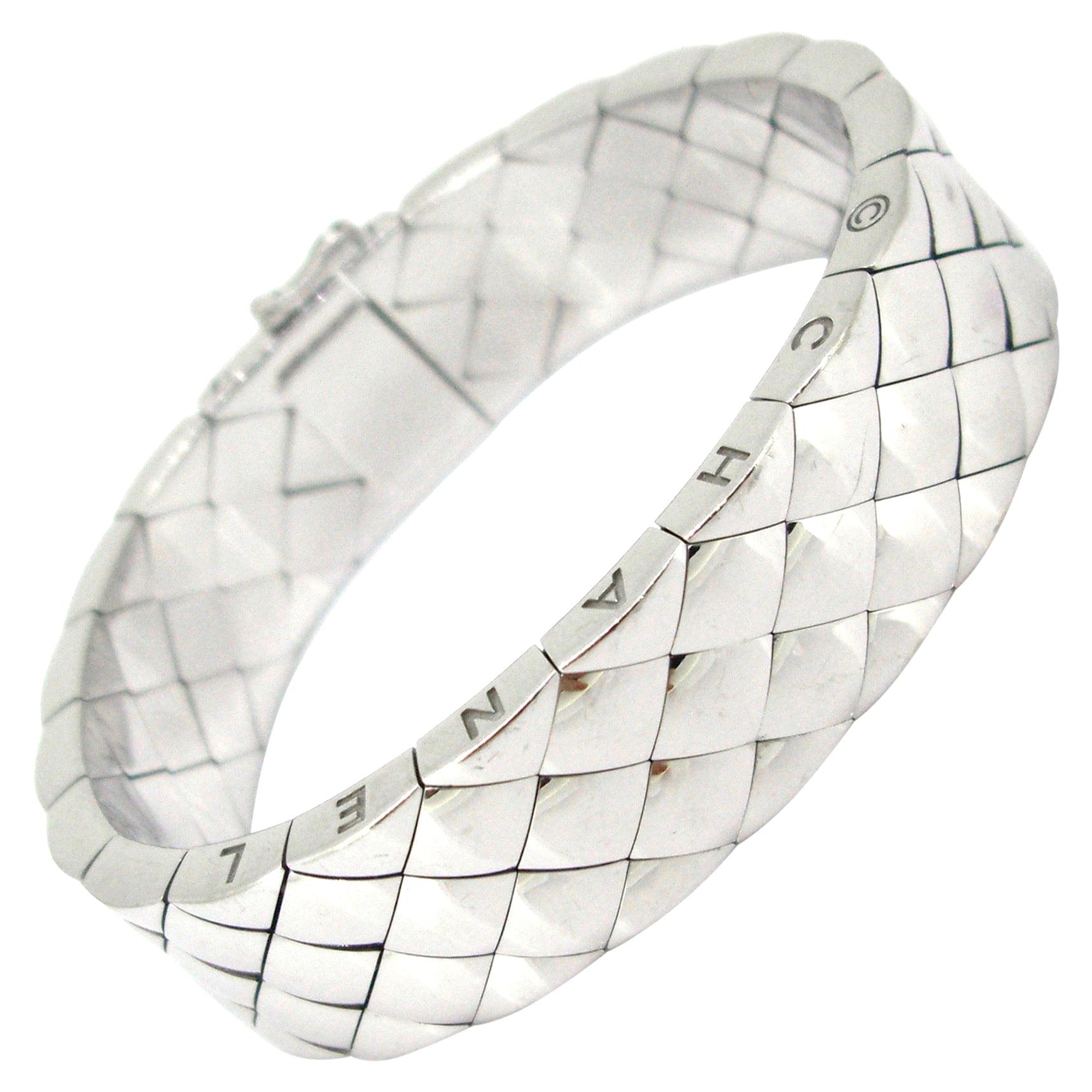 Chanel Matelasse Quilted Semi Flexible Large Bangle Bracelet