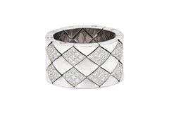 Chanel Matelasse Quilted Semi-Flexible Ring with Diamonds