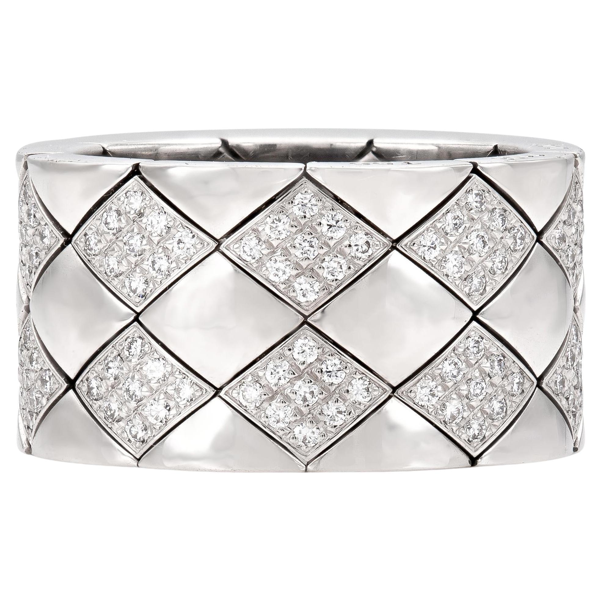 Chanel Matelasse Quilted Semi-Flexible Ring with Diamonds