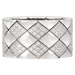 Chanel Matelasse Quilted Semi-Flexible Ring with Diamonds