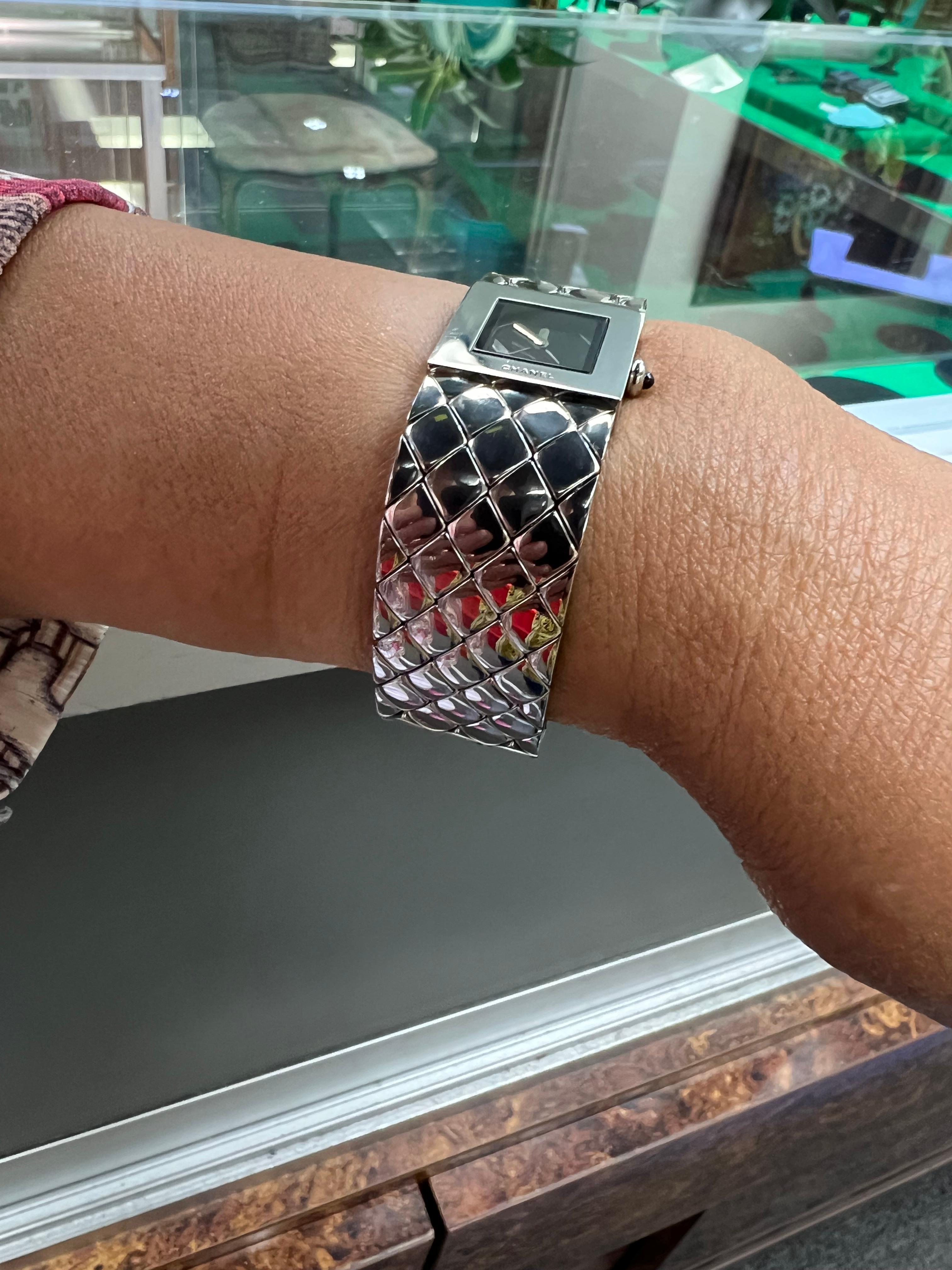 Women's or Men's Chanel Matelasse Quilted Stainless Steel Wristwatch