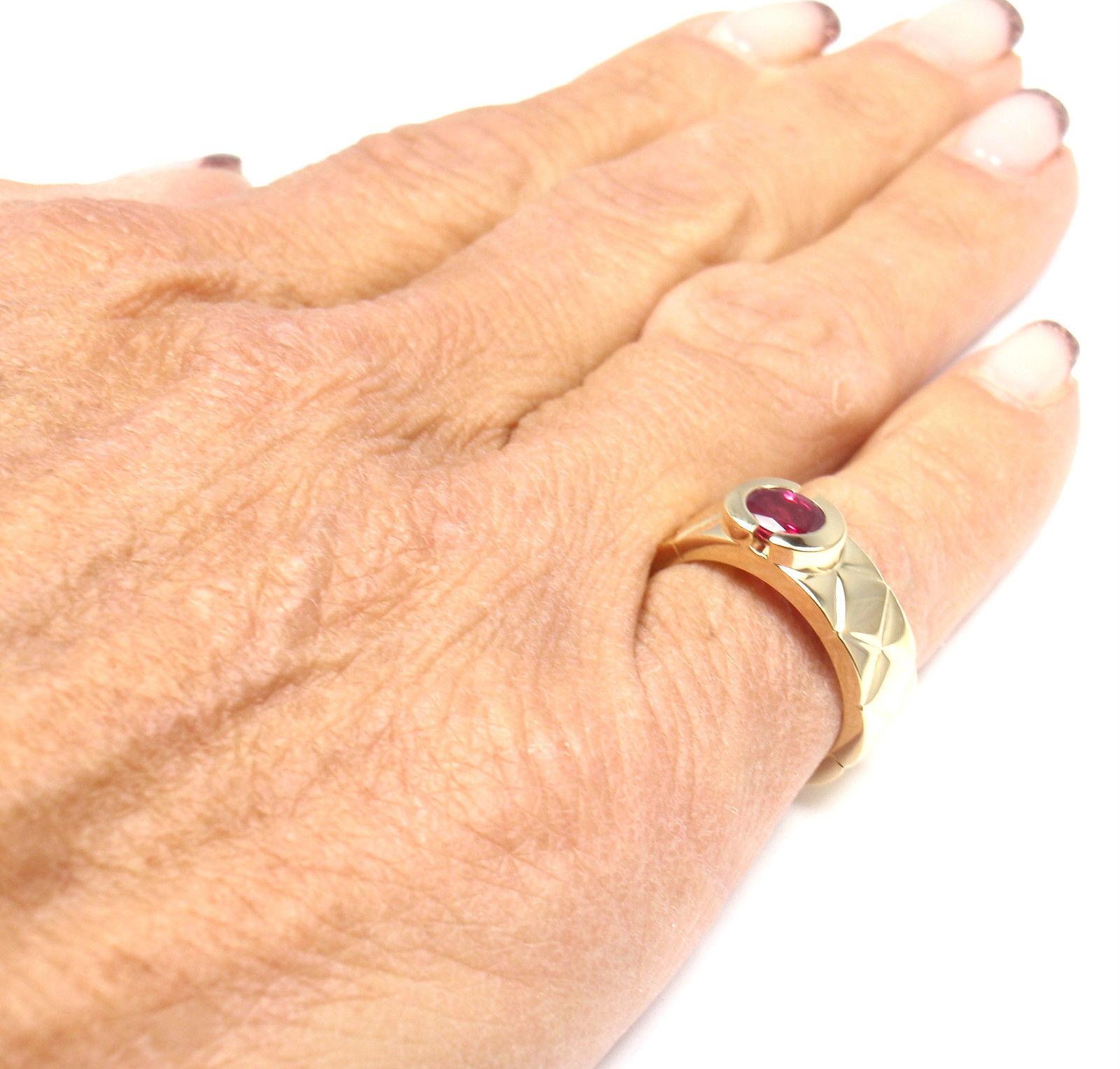 Chanel Matelasse Ruby Yellow Gold Band Ring 2