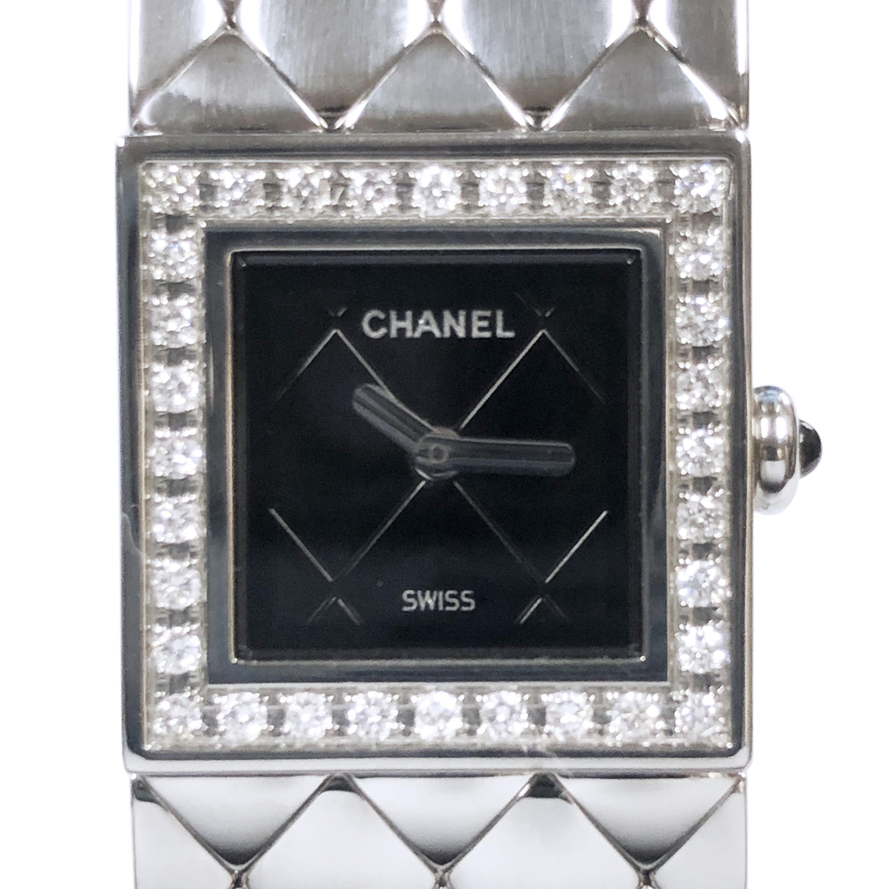 Round Cut Chanel Matelasse Steel and Diamonds Ladies Quartz Bracelet Wristwatch