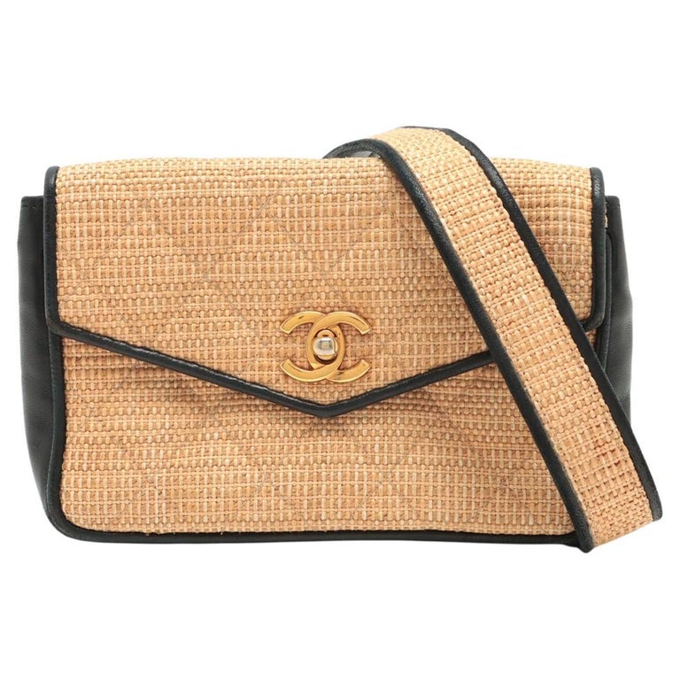 Chanel Classic Flap Quilted 14cr0702 Beige Straw Messenger Bag, Chanel