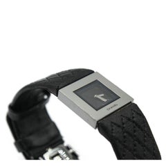 Chanel Matelassée Watch in steel and Black Leather