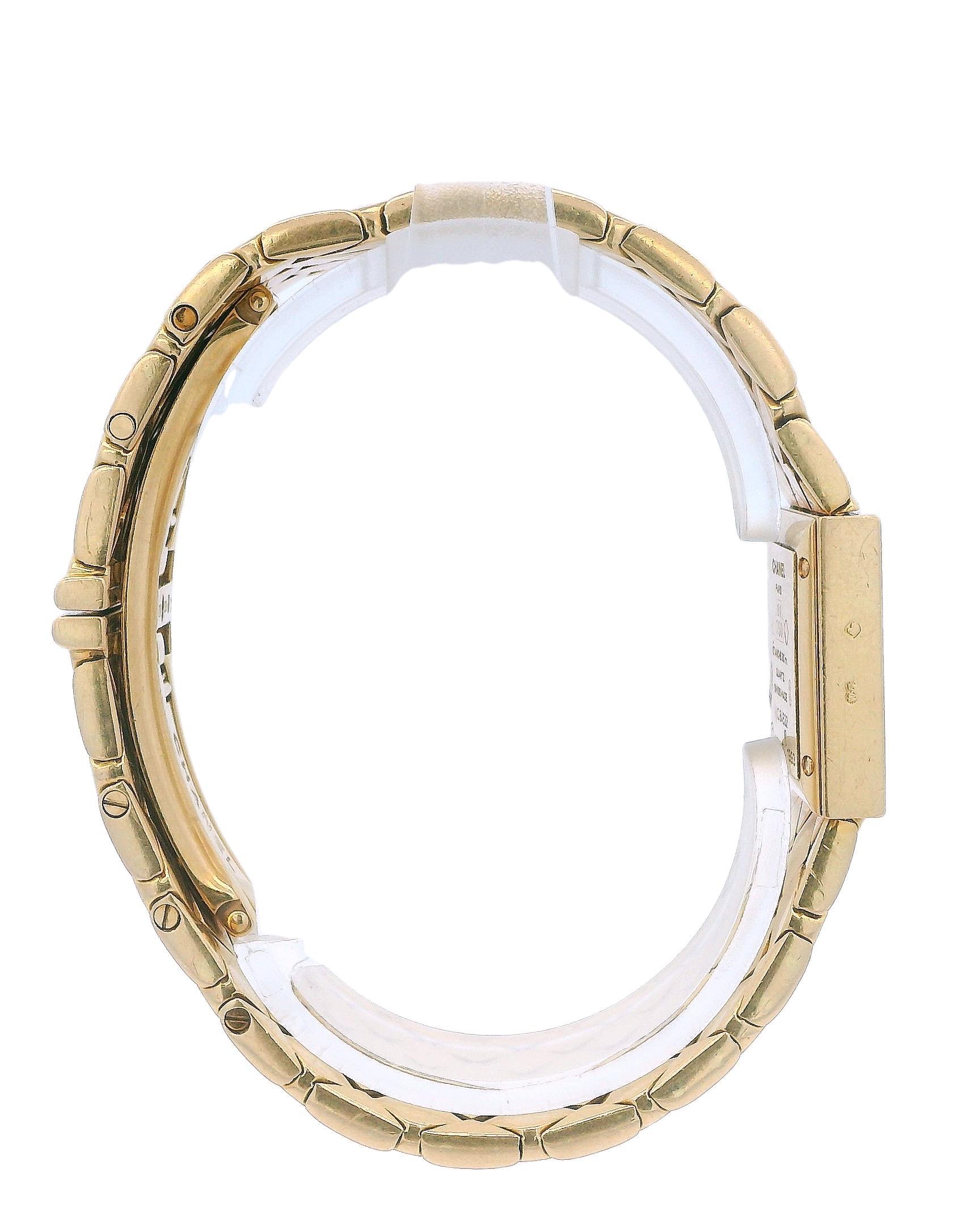 Chanel Matellasse Diamond Bezel 18K Yellow Gold Ladies Watch For Sale 4