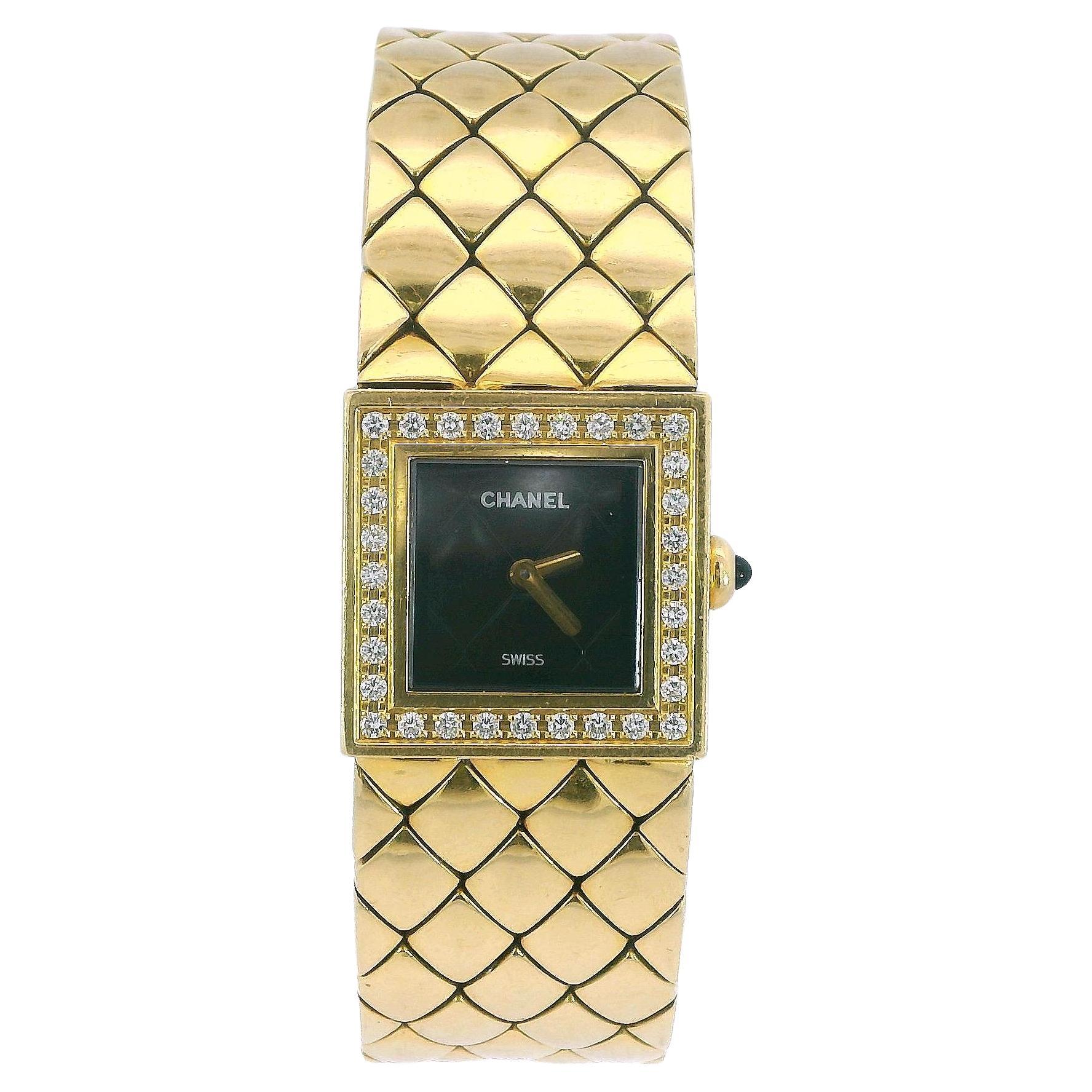 Chanel Matellasse Diamond Bezel 18K Yellow Gold Ladies Watch