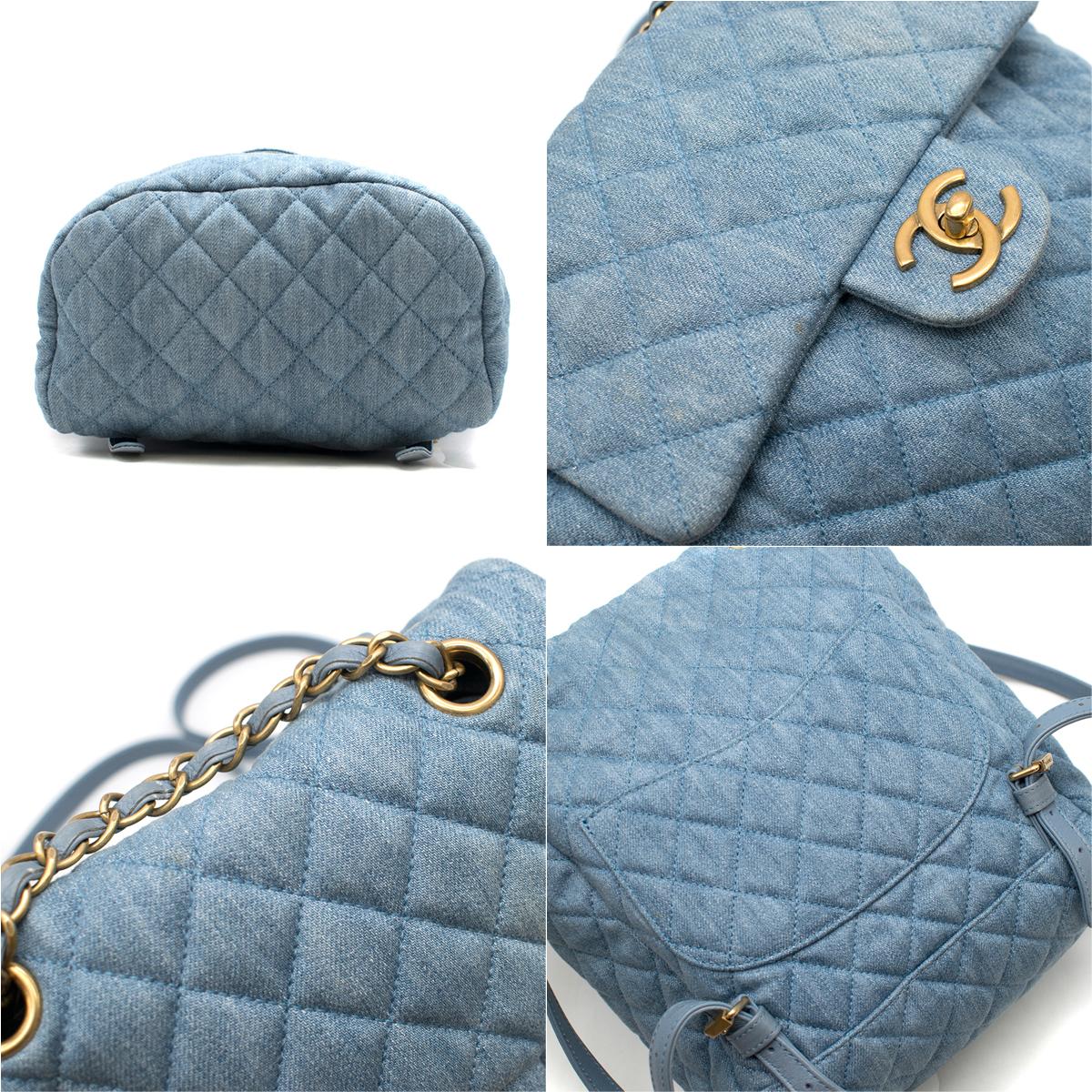 Chanel Matrasse denim backpack In Excellent Condition For Sale In London, GB