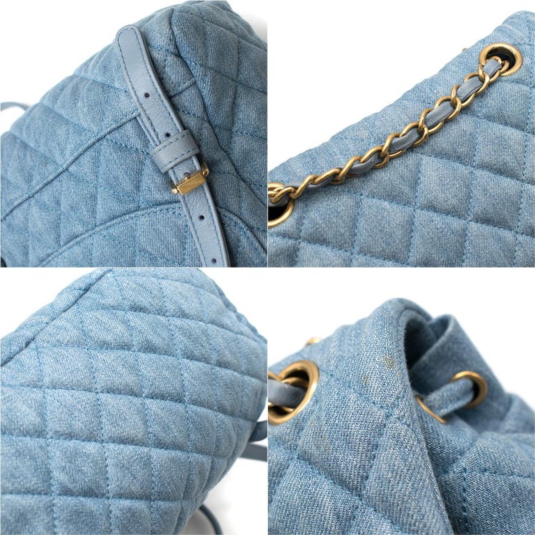 Chanel Matrasse denim backpack For Sale at 1stdibs
