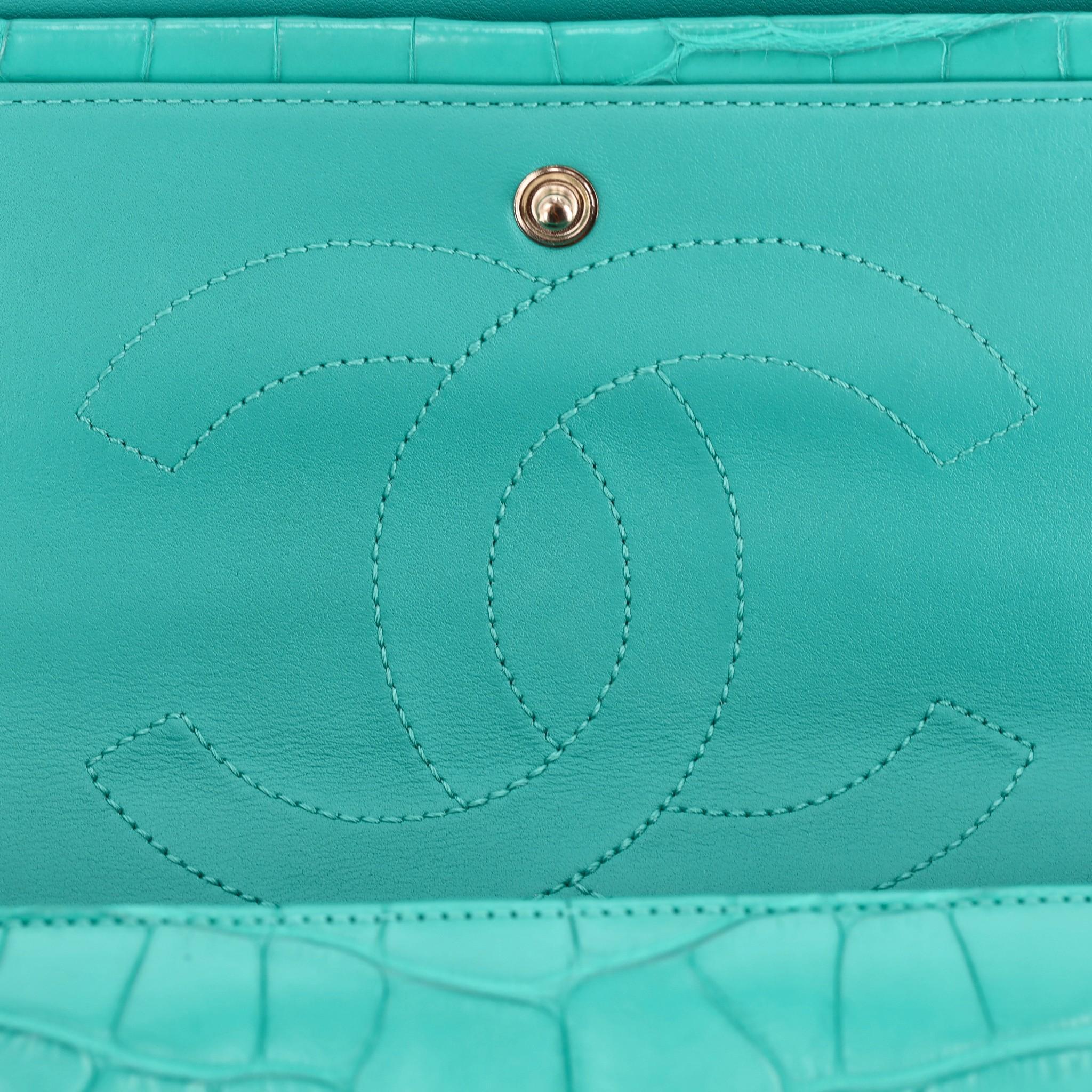 Chanel Matte Alligator Jumbo Double Flap Bag For Sale 6